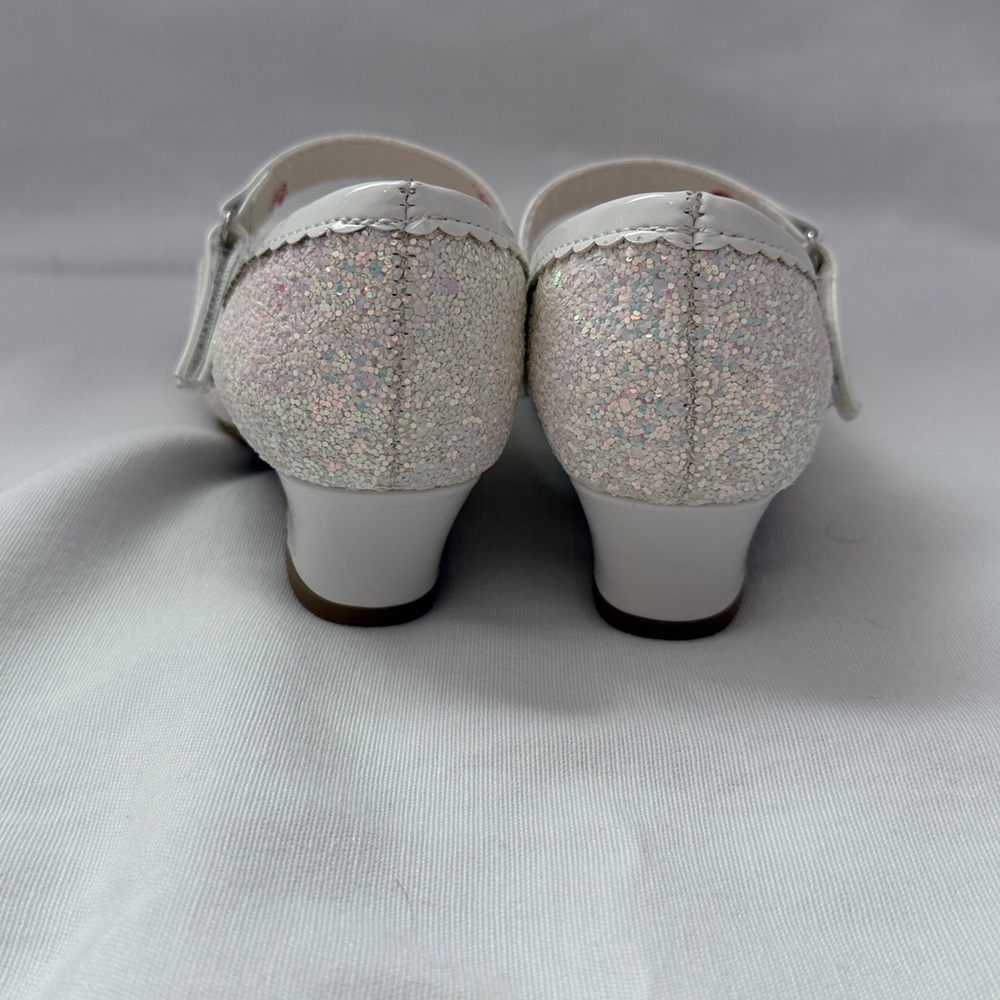 White Glitter Mary Jane Heels - Picture 3 of 4